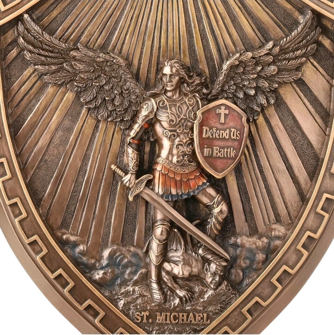 Saint Michael Crested Shield, Studio Collection by Veronese Design, 10"x8" gallery