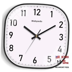Small Wall Clock, 8 Inch Silent Non Ticking Battery Operated Clock, Square
