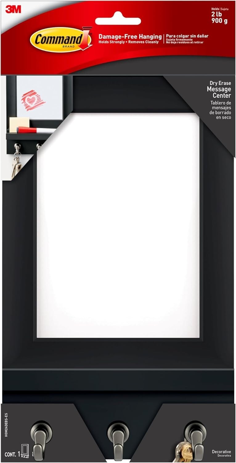 Command Dry Erase Message Center, Slate, 1Message Center with Key Hooks, 8strips gallery