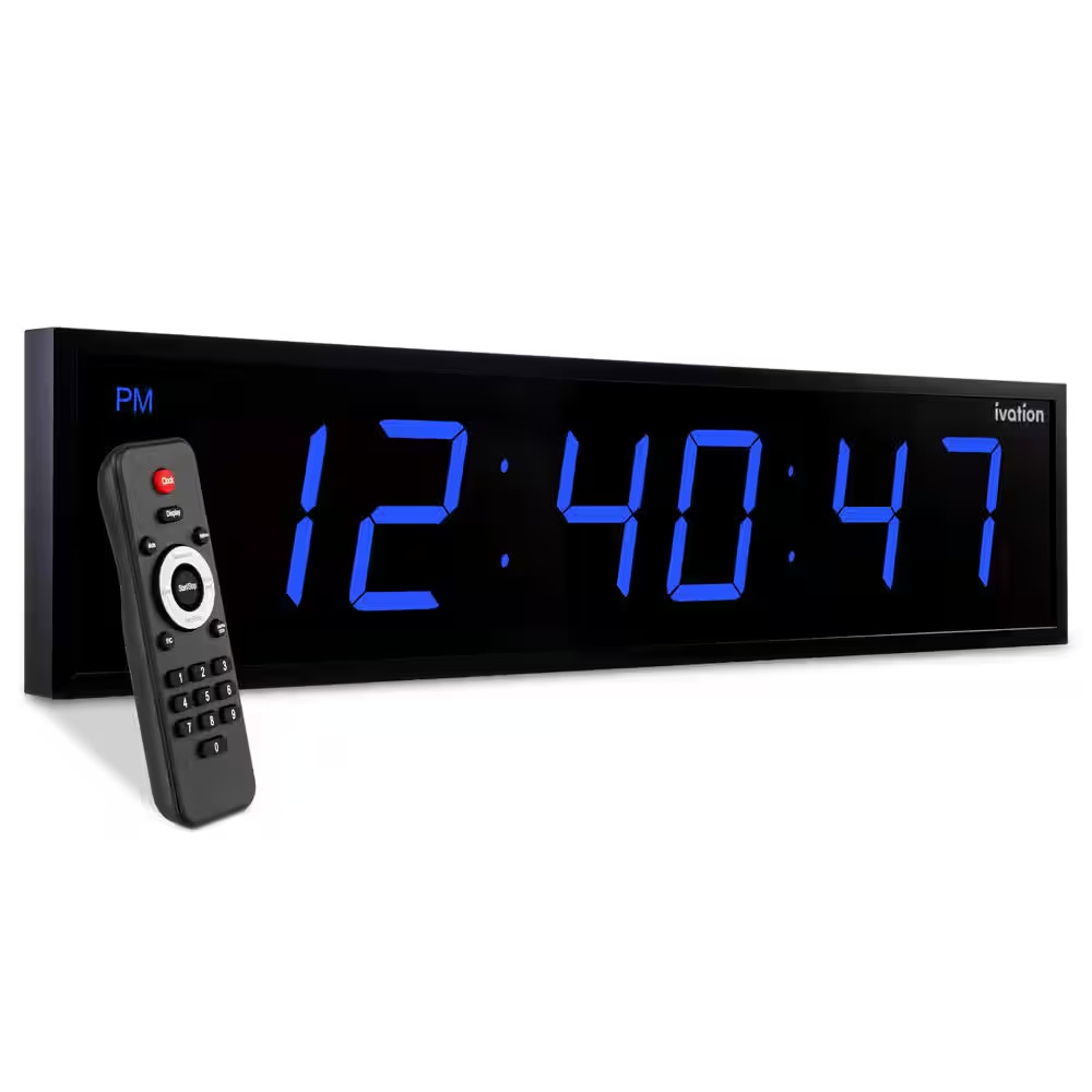 24 In. Blue Large Digital Wall Clock, LED Wall Clock with Stopwatch, Alarms, Tim gallery