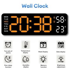 LED Large Digital Display Wall Desk Clock W/Calendar Temperature Calendar Date