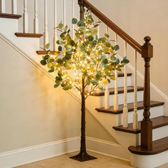 4FT Lighted Eucalyptus Tree with 160 Warm White LEDs for Holiday Decor