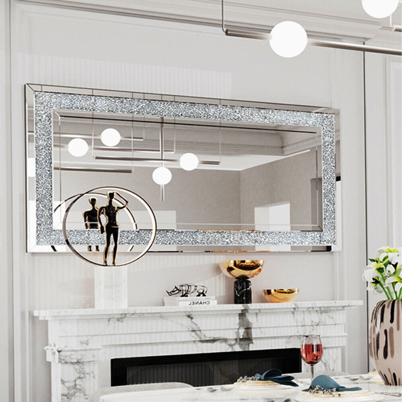 47In Rectangular Crushed Diamond Crystal Mirror Crystal Surround Silver Mirrors gallery
