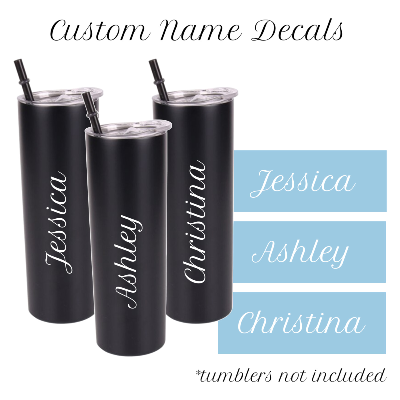 Personalized Text Permanent Vinyl Letter Sticker Decal for Custom Cups gallery