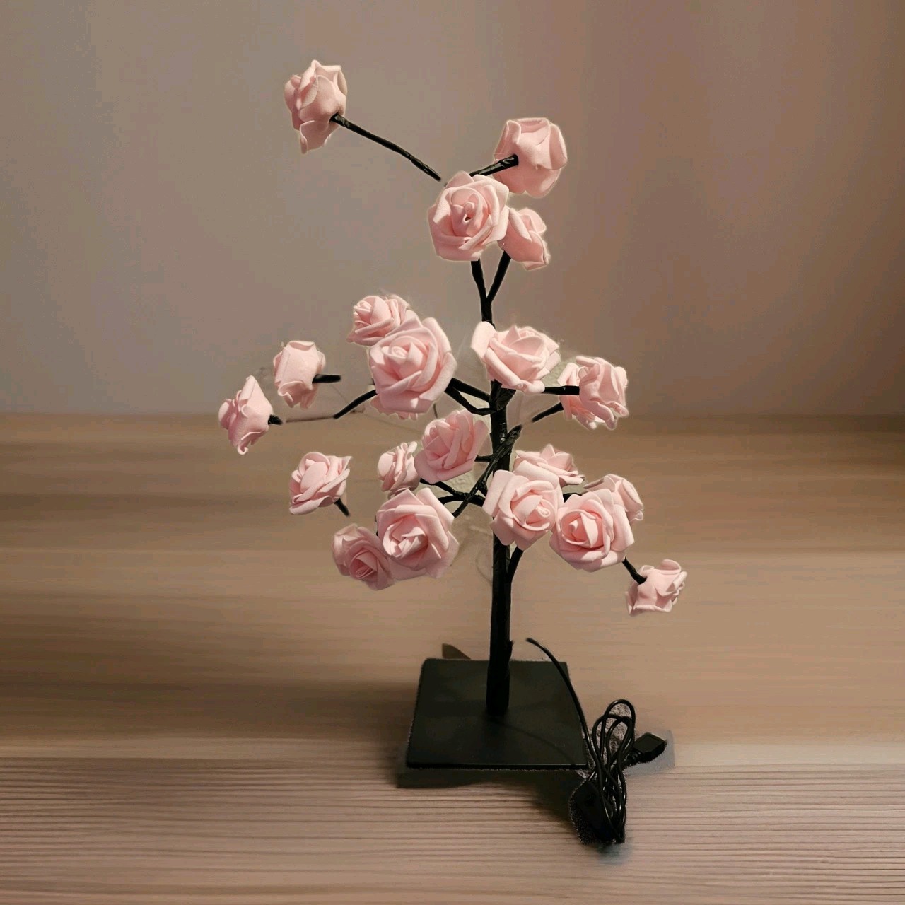 LED Tabletop Bonsai Tree Light Features Artificial Pink Blossoms USB gallery
