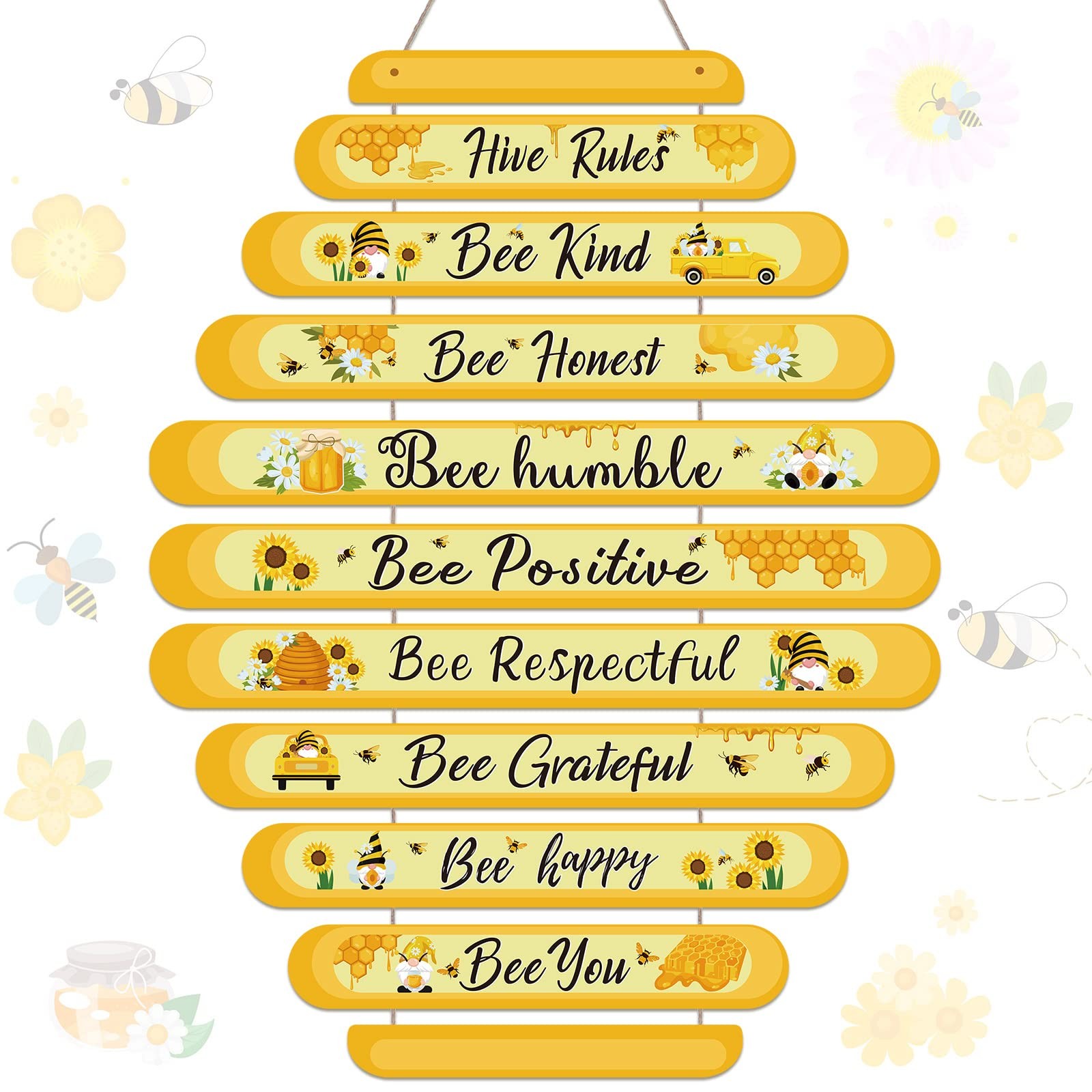 Jetec Bee Hive Rules Sign Wooden Classroom Wall Decor Large, Yellow gallery