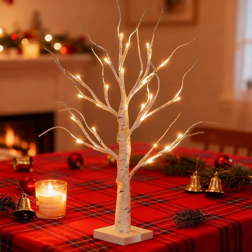 Spring -2FT LED Birch Tree Light - Warm White Artificial Tabletop Tree for gallery