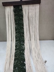 Macrame Leaf Vive Wall Hanging Art – Beige/Green 24″W x 55″L