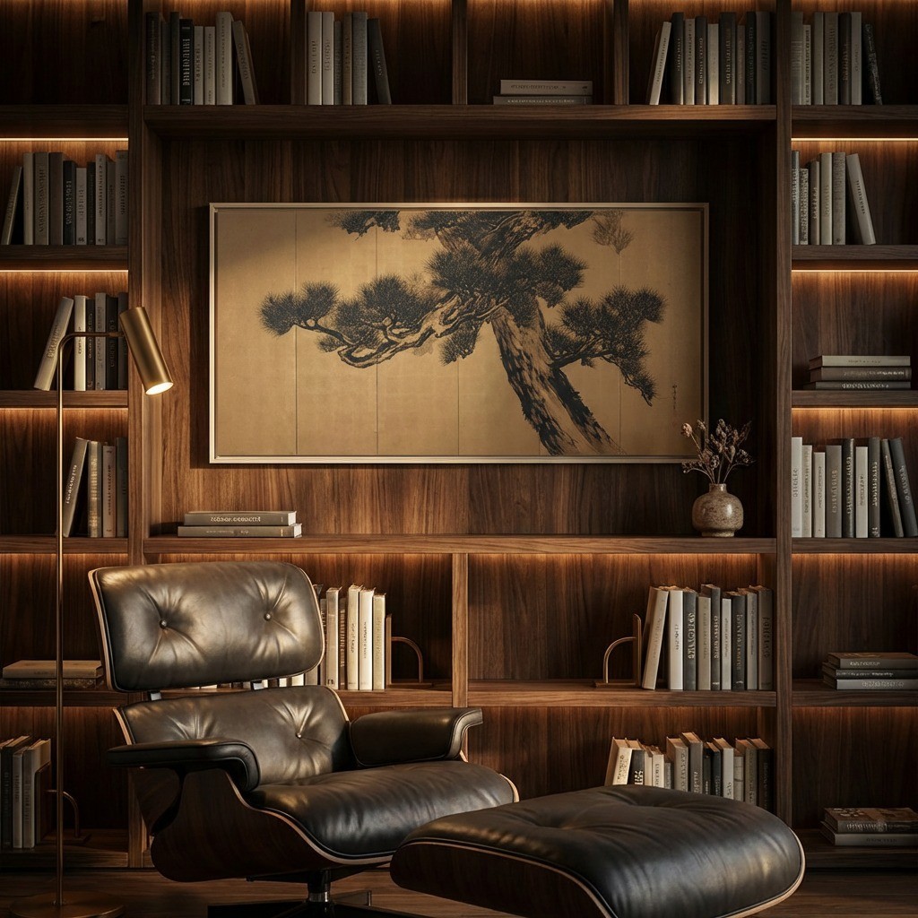 Extra Large Framed Japanese Pine Tree Wall Art - Oversize Wabi Sabi Canvas Print gallery