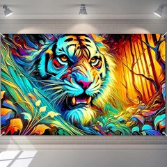 Tiger Banner Wall Art Jungle Abstract Animal Tapestry Style Banner for Room Aest