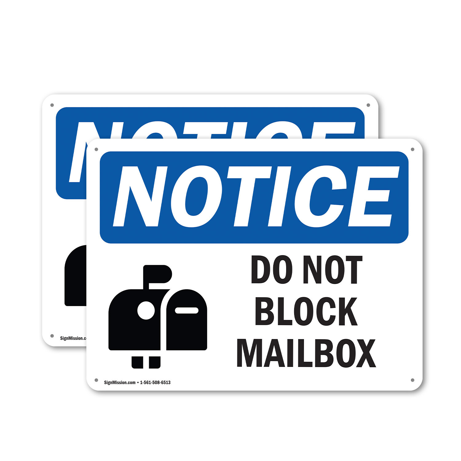 (2 Pack) Do Not Block Mailbox OSHA Notice Sign Decal Metal Plastic gallery