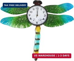 Unique Outdoor Clock Silent None-Ticking, Outdoor Wall Clock with Thermometer &