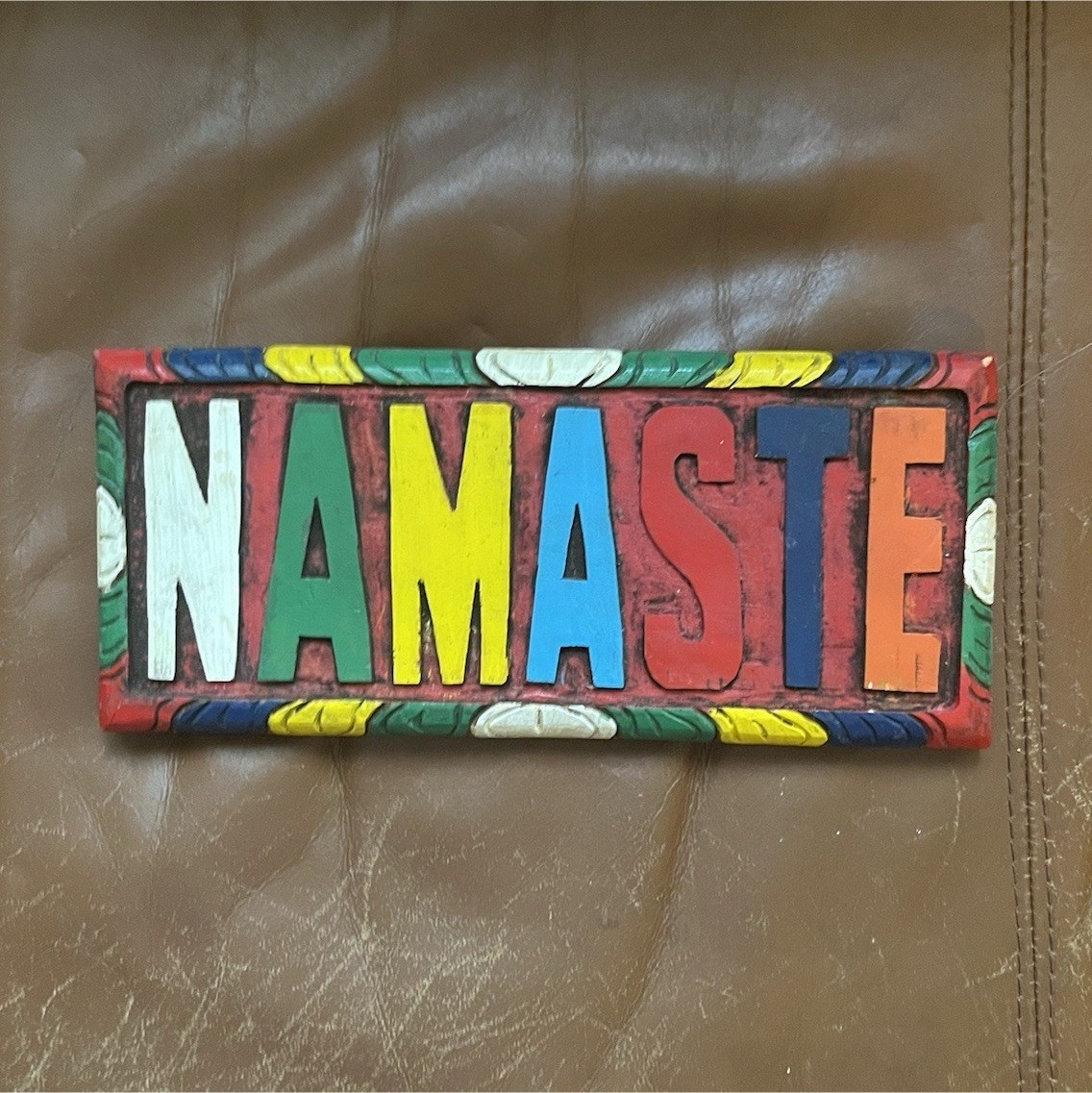 Wooden Multicolor Namaste Wall Sign Plaque, Hanging Wall Mounted, Yoga Decor gallery