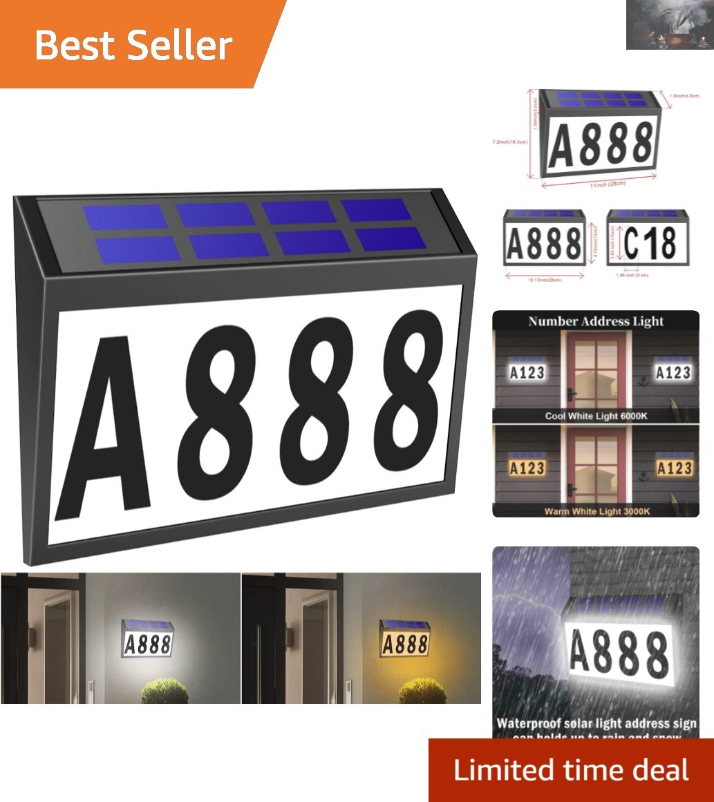 Customizable Solar House Number Sign with Bright LED Lighting for Properties gallery