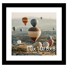 10×10 Picture Frame With Mat, Display 8×8 With Mat or 10×10 Without, Wood Square