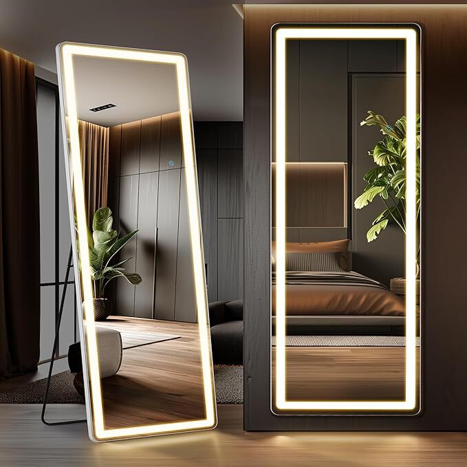 Mirror Full Length Standing Mirror LED Lights Full Body Floor Standing Mirrors gallery