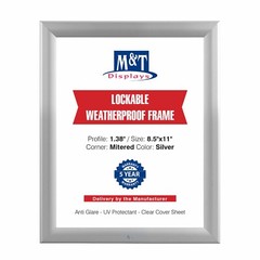 Lockable Weatherproof Front Loading Snap Poster Picture Frame Aluminum Silver