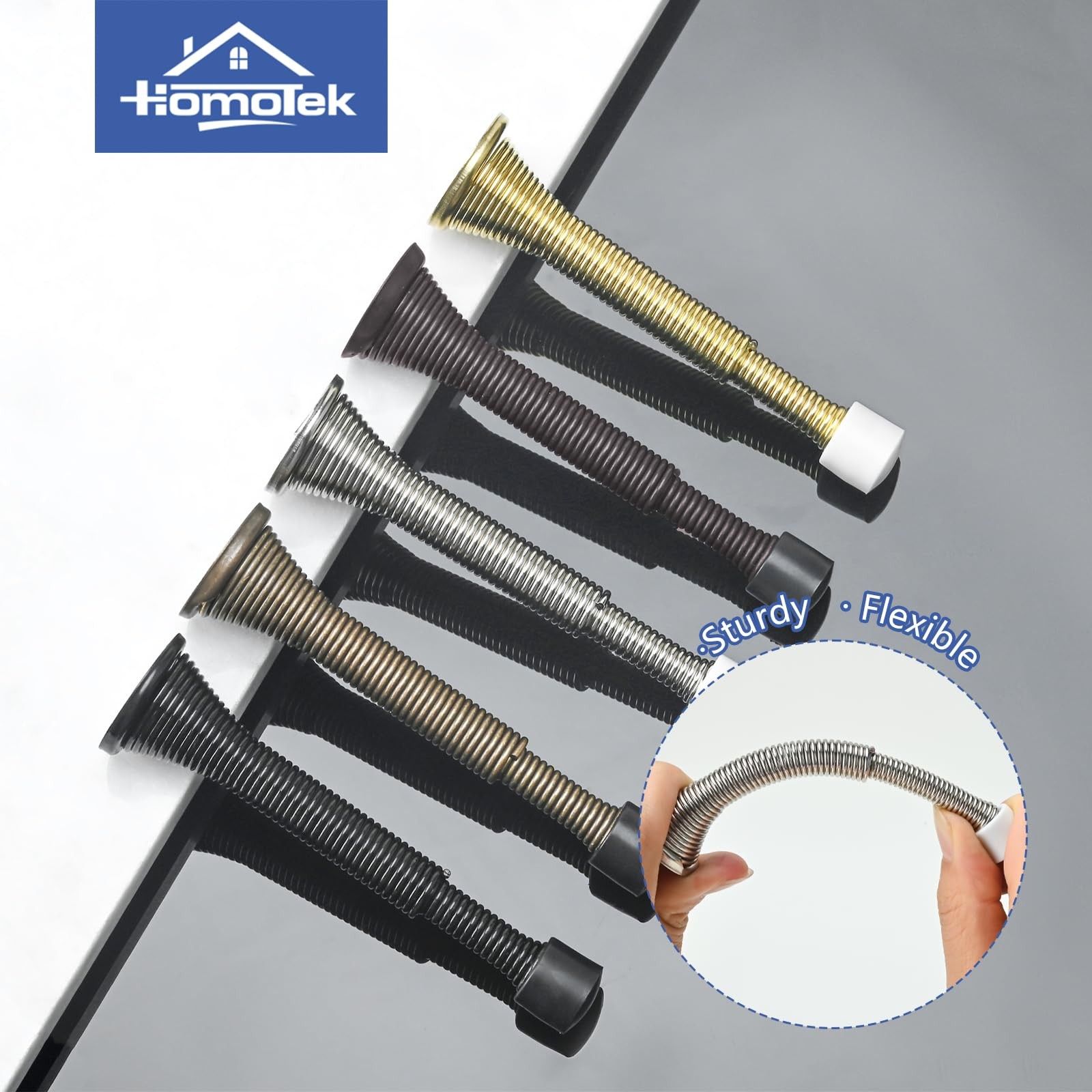 2 Pack Telescoping Spring Door Stoppers Extra Long Wall Mount Satin Nickel gallery