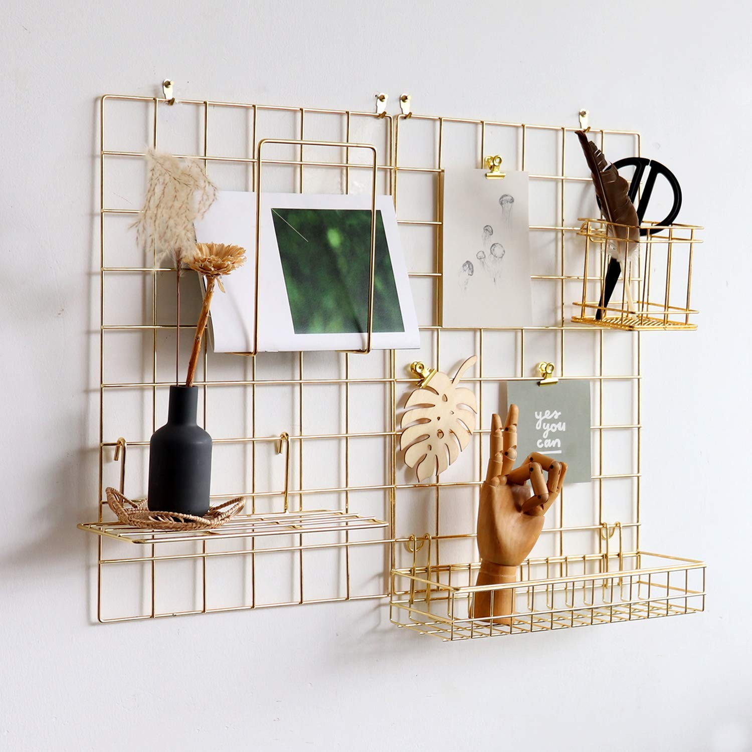 FRIADE Wall Grid Panel for Photo Display,Wall Storage 17.5" x 11.8", Gold gallery