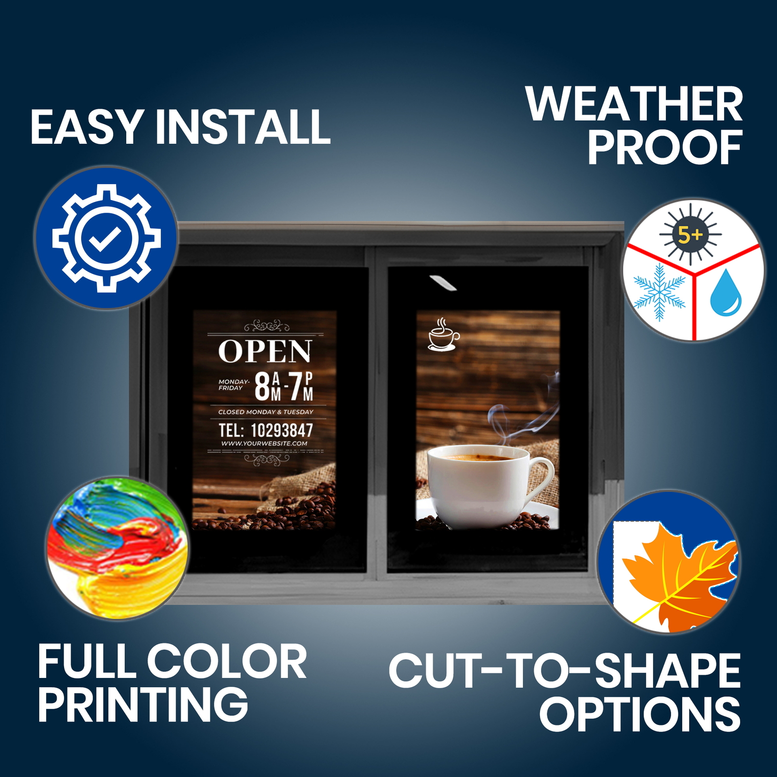 Anley Custom Window Vinyl Lettering - Personalized Text Letter Decals Sticker gallery