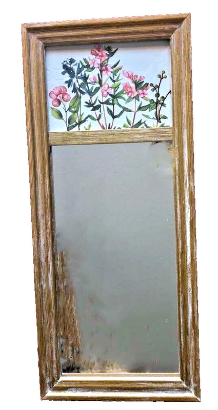 Mirror Small Rectangle Gold Frame 4-3/4"w x 11-1/4"h -Floral Decor Unique OOAK gallery