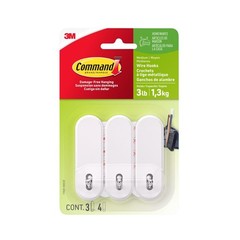 Command Medium Wire Hooks, 3 4 Strips, Damage-Free 3 White