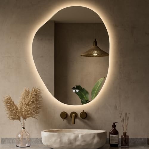 Irregular Backlit Mirror 24 x 30 Inch, Asymmetrical LED Bathroom 30"L x 24"W gallery