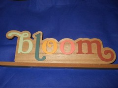 Colorful BLOOM Wood Table Home Decor Piece ~ 12″ Long 4.5″ Tall 2″ Deep