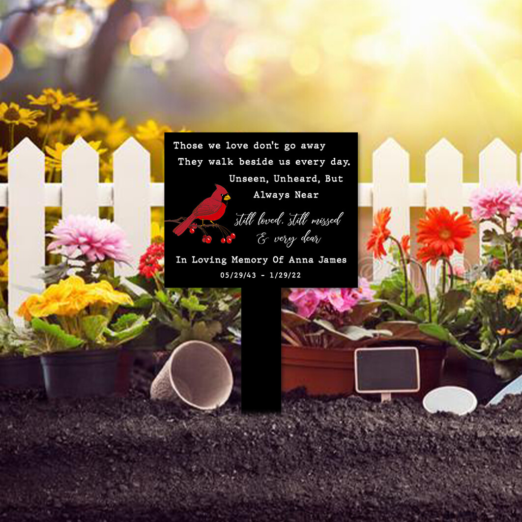 Memorial Stake with Cardinal Personalized Acrylic Plaque Garden Grave Marker gallery
