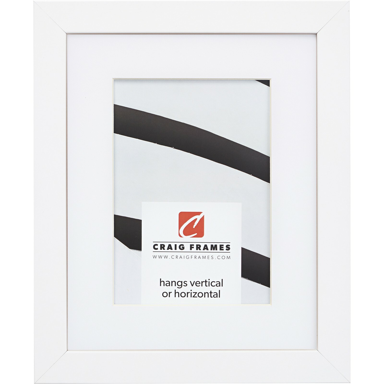 Craig Frames Essentials, 1" Wide Simple Satin White Picture Frame With a Mat gallery