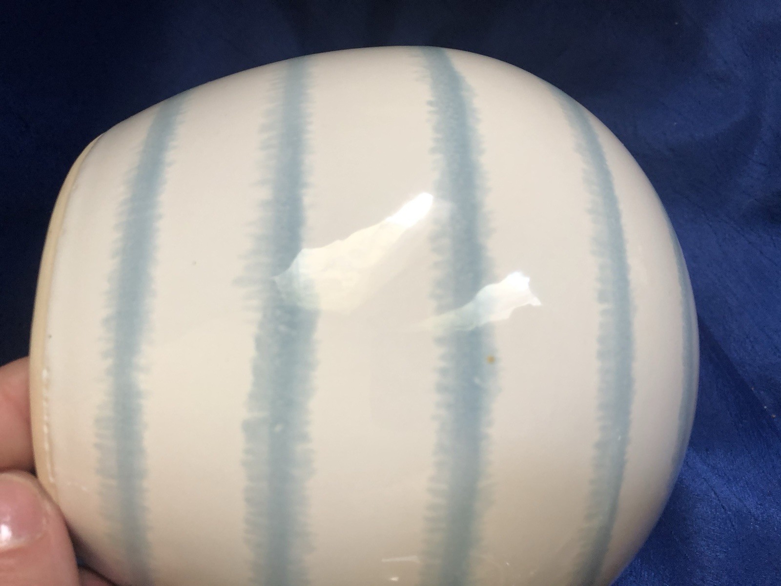 Threshold Round Blue Striped Stoneware Rose Vase gallery