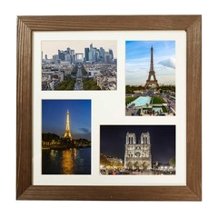 Rustic Solid Wood Square Collage Photo 12×12″ (4×6″ – 4 Opening), Brown Wenge