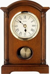 Bulova Dalton Chiming Pendulum Table Clock Walnut Finish Gold-Tone Accents