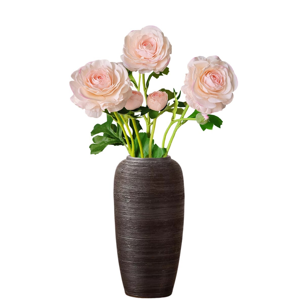 3Pcs Fully Bloomed Ranunculus with Buds Silk Pink Flowers for Bouquets Any Decor gallery