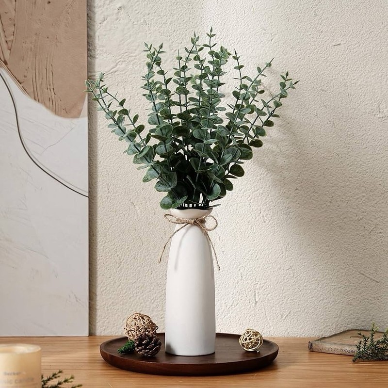 Artificial Eucalyptus Arrangement & Centerpiece, 21 Stems, 19in White Vase gallery