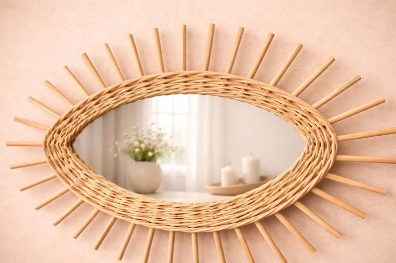 Handmade Moroccan Round Mirror – Boho Wall Decor with Smiley Design gallery