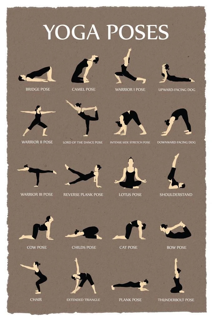 Yoga Poses Reference Chart Studio POSTER 24 X 18 Inches Sweet! gallery