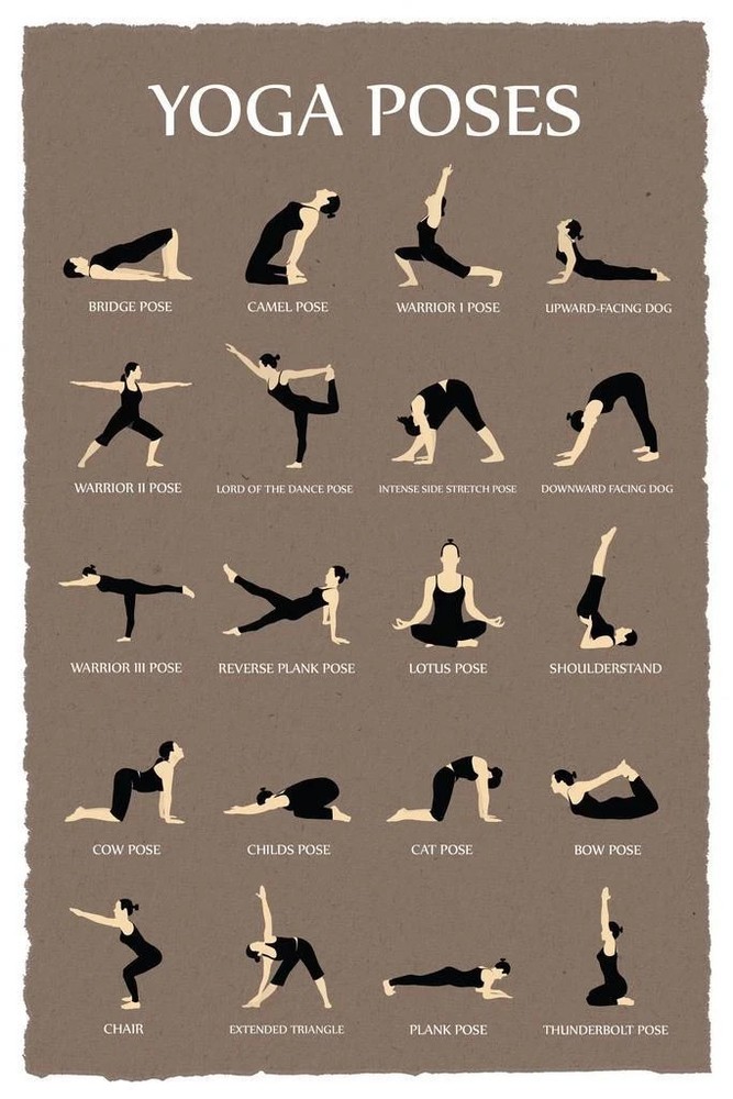 Yoga Poses Reference Chart Studio POSTER 24 X 18 Inches Sweet!