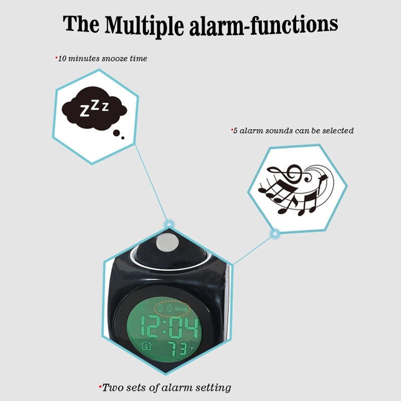 Projection Alarm Clock Ceiling Display Snooze Desk Table Clock gallery
