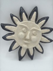 Sun Celestial Whimsy Handcrafted Wall Art Studio Pottery 6”