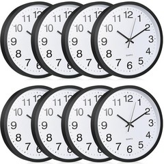 Inbagi 8 Pcs Wall Clock Bulk Large Silent Battery Operated Classroom