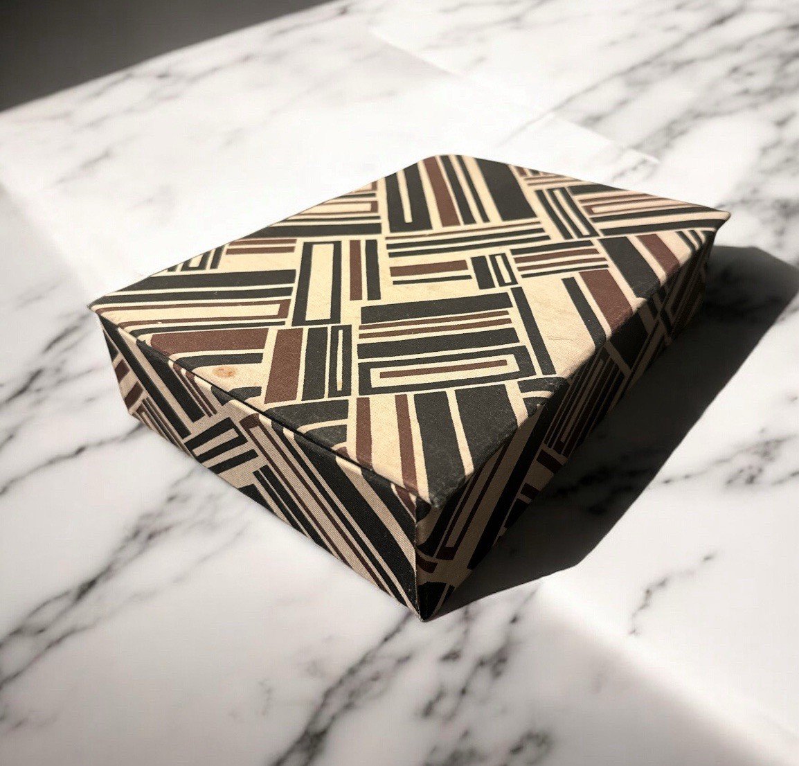 Abstract Pattern Cardboard Decorative Box Brown Beige Black Rectangular gallery