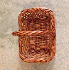 Brown Wicker Rectangular Handled Basket, Medium 15 qt Rustic Country Handmade