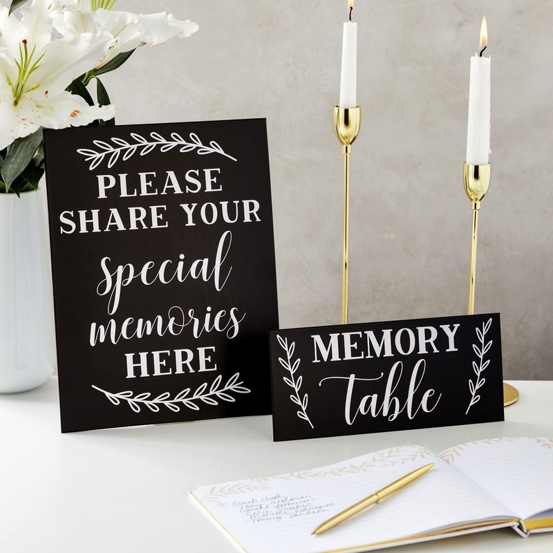 Juvale Rectangular Memory Table Signs - Easel for Funeral Medium, Black gallery