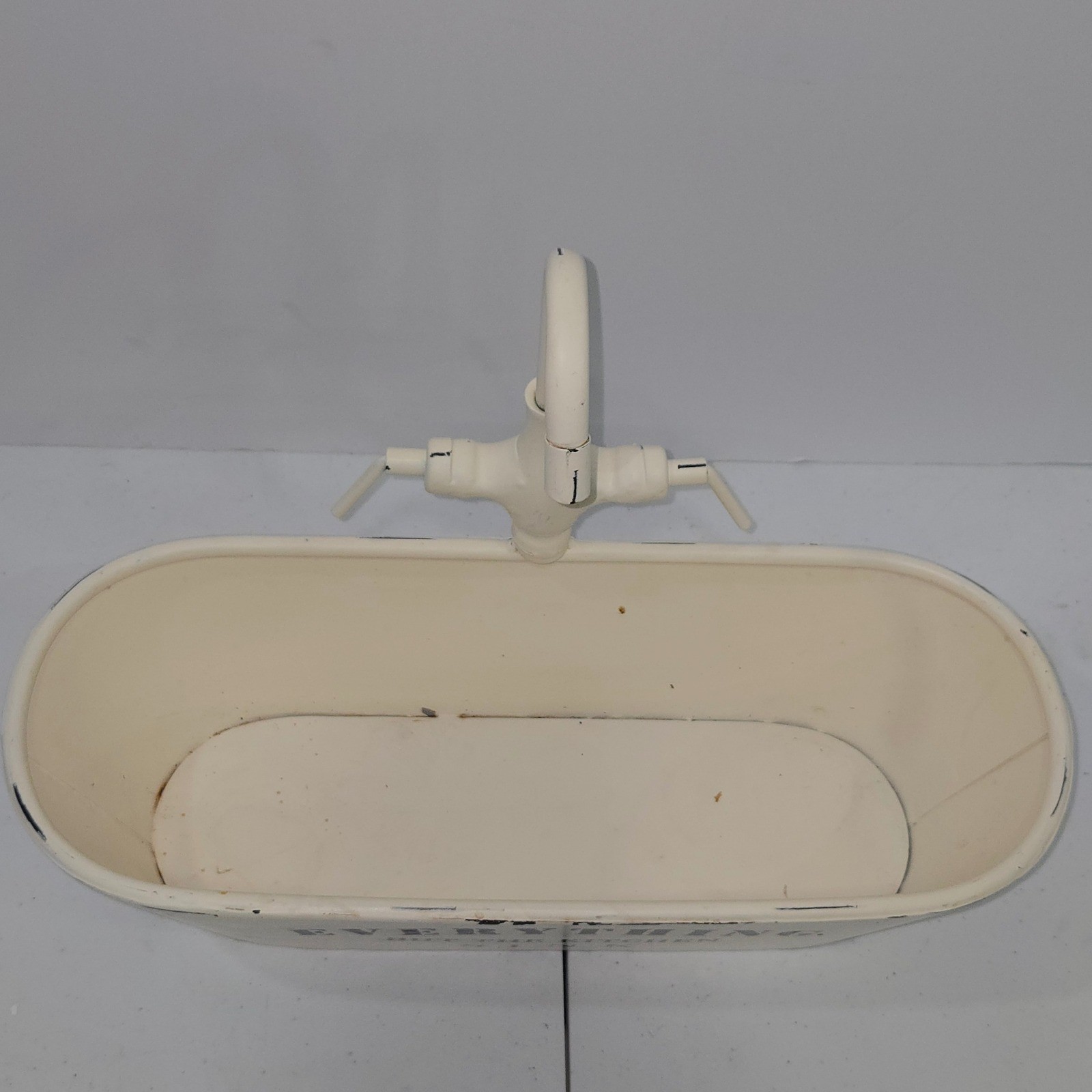 Farmhouse Everything But The Kitchen Sink Metal Decorative Basin Planter Cream gallery
