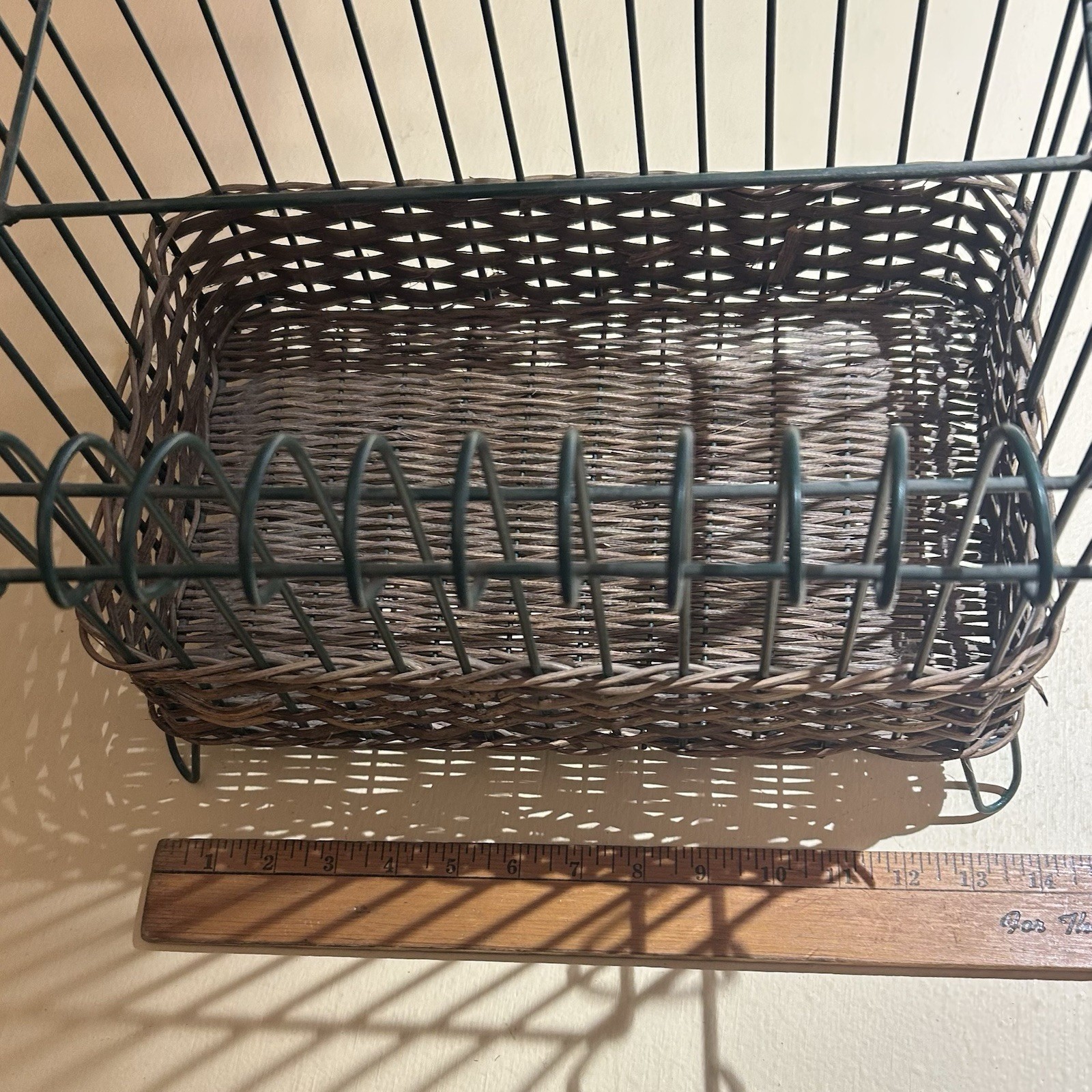 Rectangular Decorative Basket Wire & Wicker w/ Wood Handle Brown/Green Medium gallery