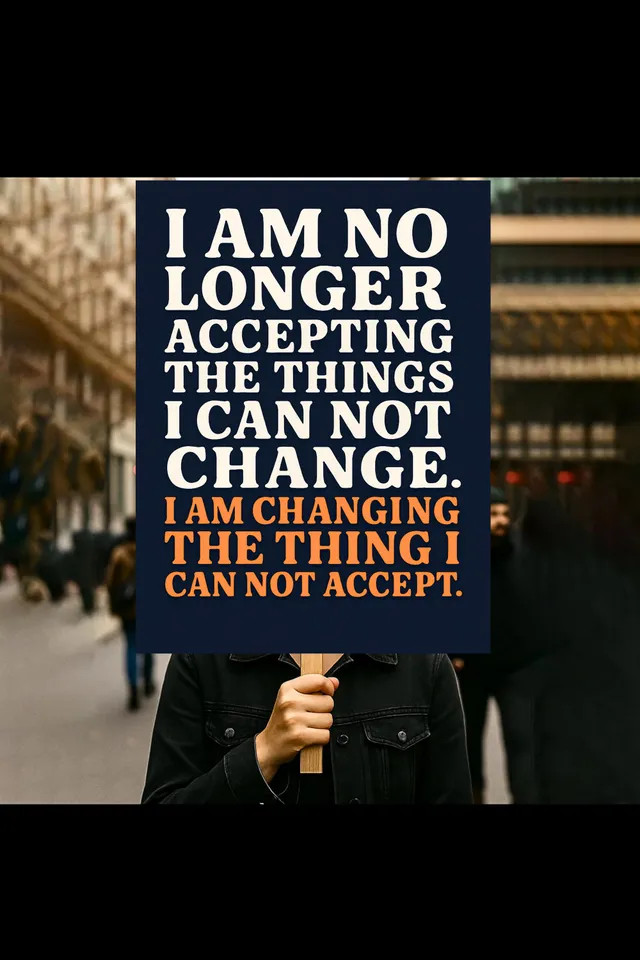 am changing the things cannot accept" Activist Change Protest Sign