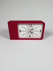 Dulton Double Faced Wall Clock Rectangular Mid-Century Modern Quartz Red