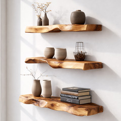 Floating Shelf Modern Rustic Solid Wood Live Edge Wall Shelf Home Decor
