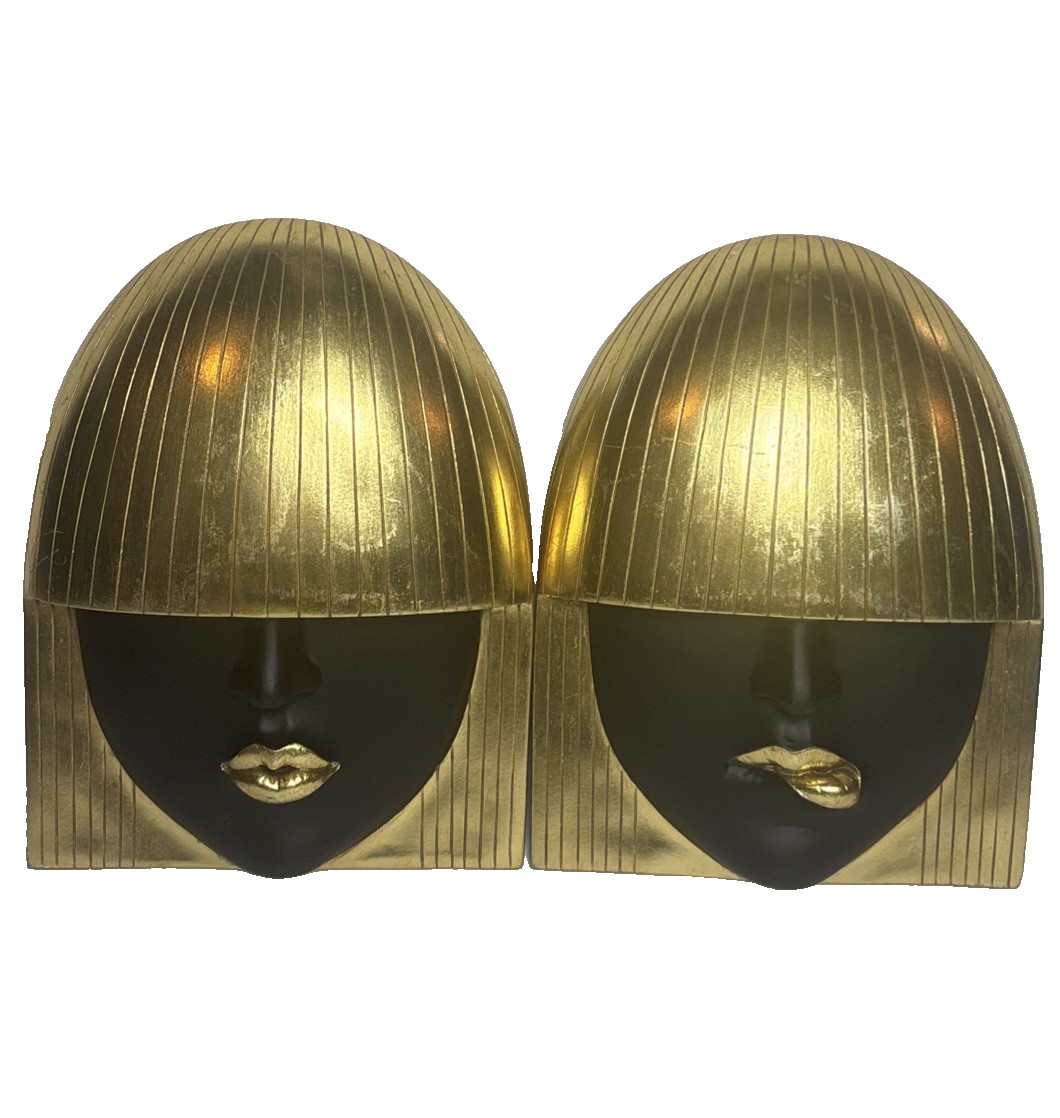 Fashion Faces Phillips Collection Gold Leaf Black Wall Decor Set Of 2 12x9 in gallery
